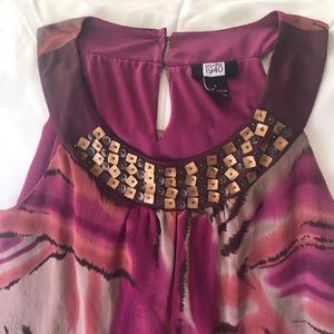 Studio 1940 Women’s sleeveless multicolored racerback beaded neckline top Size L